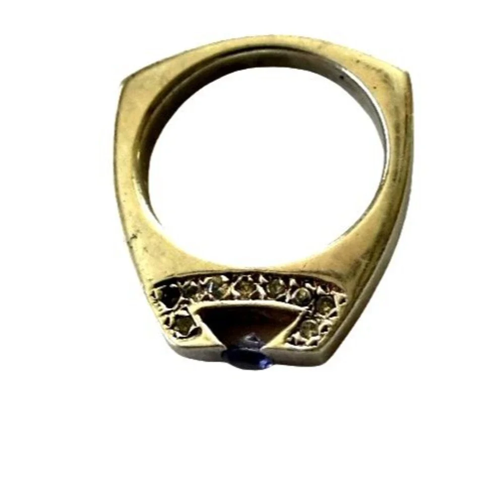 Vintage Sterling Silver Geometric Statement Ring Amethyst Size 6.75 6.7g NWOT